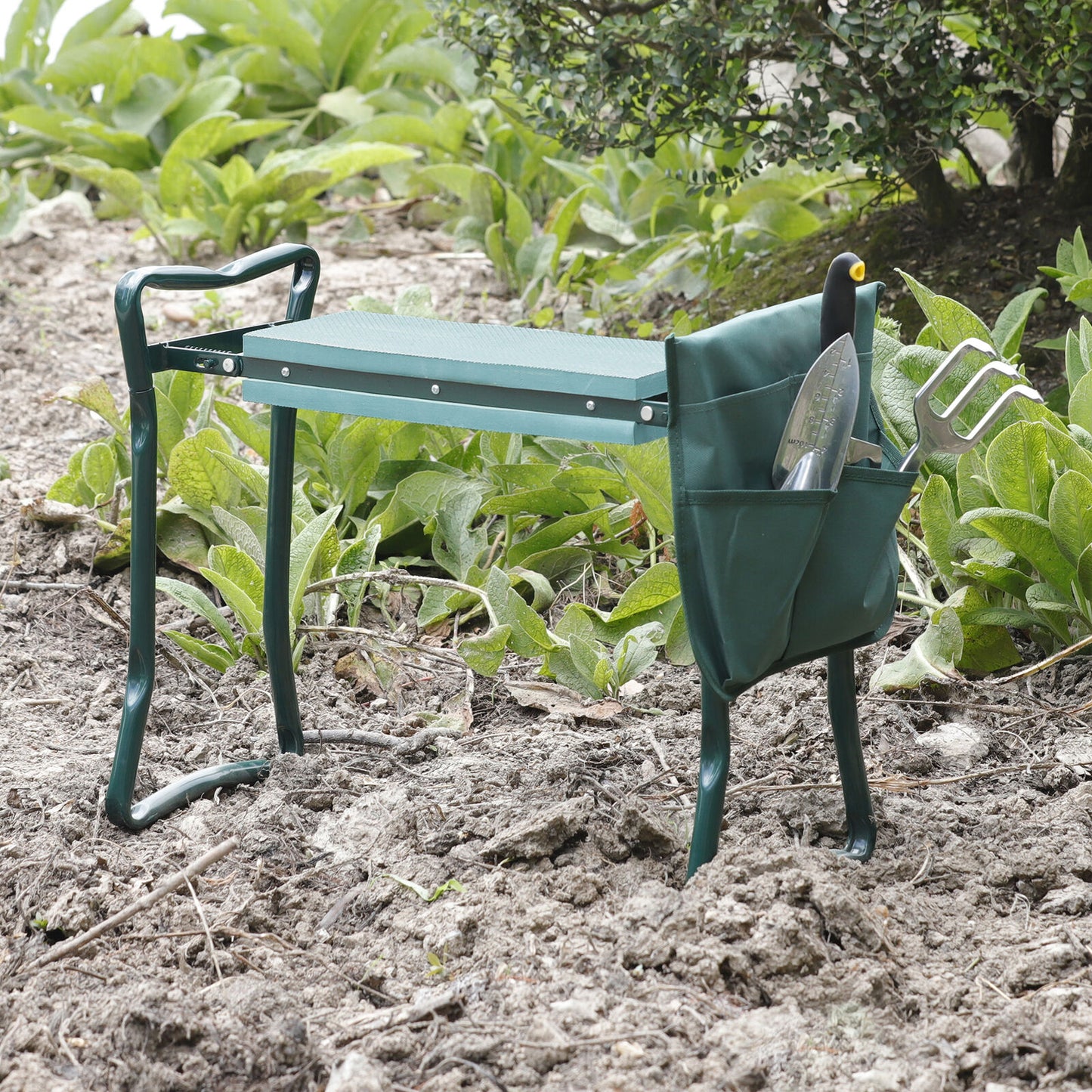 Folding Garden Kneeler Kneeling Bench Stool Soft Cushion Seat Pad & Tool Pouch