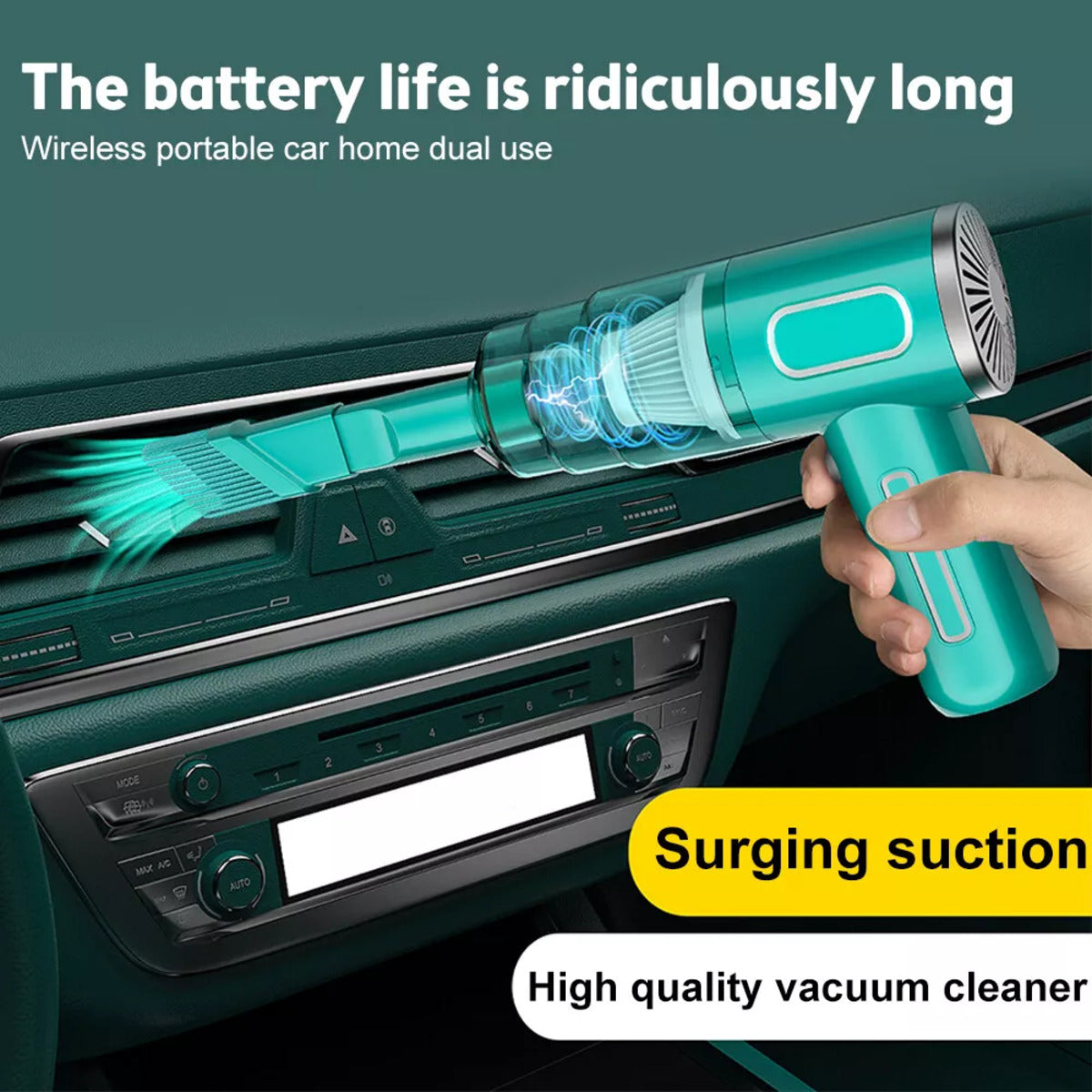 Cordless Hand-Held Vacuum Cleaner Mini Portable Car Auto Home Wireless Handheld Vacuum Cordless, Portable Car Vacuum Cleaner with Powerful Suction and Brushless Motor, Rechargeable