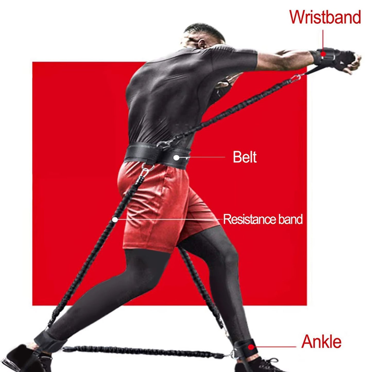 Boxing Resistance Bands Exercise Bands Adjustable Waist Strap Trainer Workout Band for Agility Resistance Training Mma