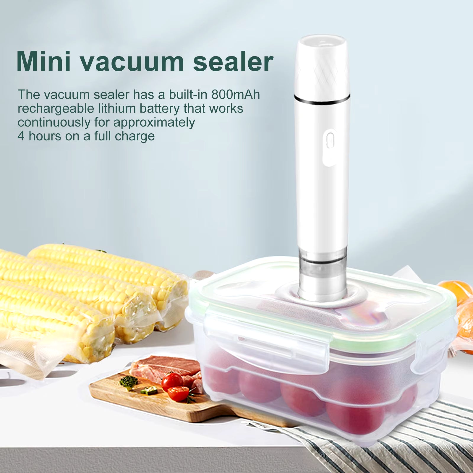 Electric Automatic Vacuum Sealer Handheld Food Bag Sealed Wand Wet and Dry Use Seafood Seal Packing Tool Travel Kichen Gadgets