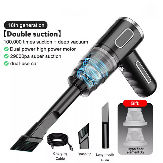 Cordless Hand-Held Vacuum Cleaner Mini Portable Car Auto Home Wireless Handheld Vacuum Cordless, Portable Car Vacuum Cleaner with Powerful Suction and Brushless Motor, Rechargeable