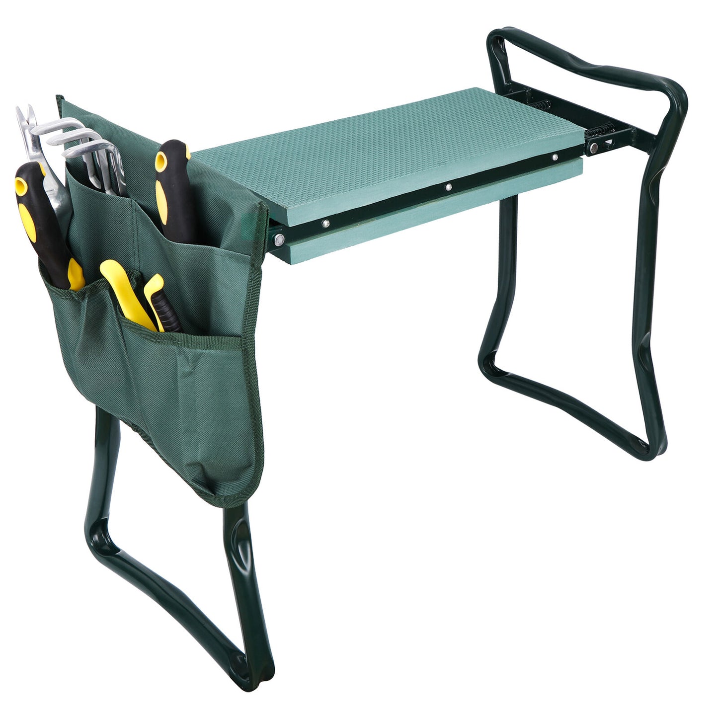 Folding Garden Kneeler Kneeling Bench Stool Soft Cushion Seat Pad & Tool Pouch