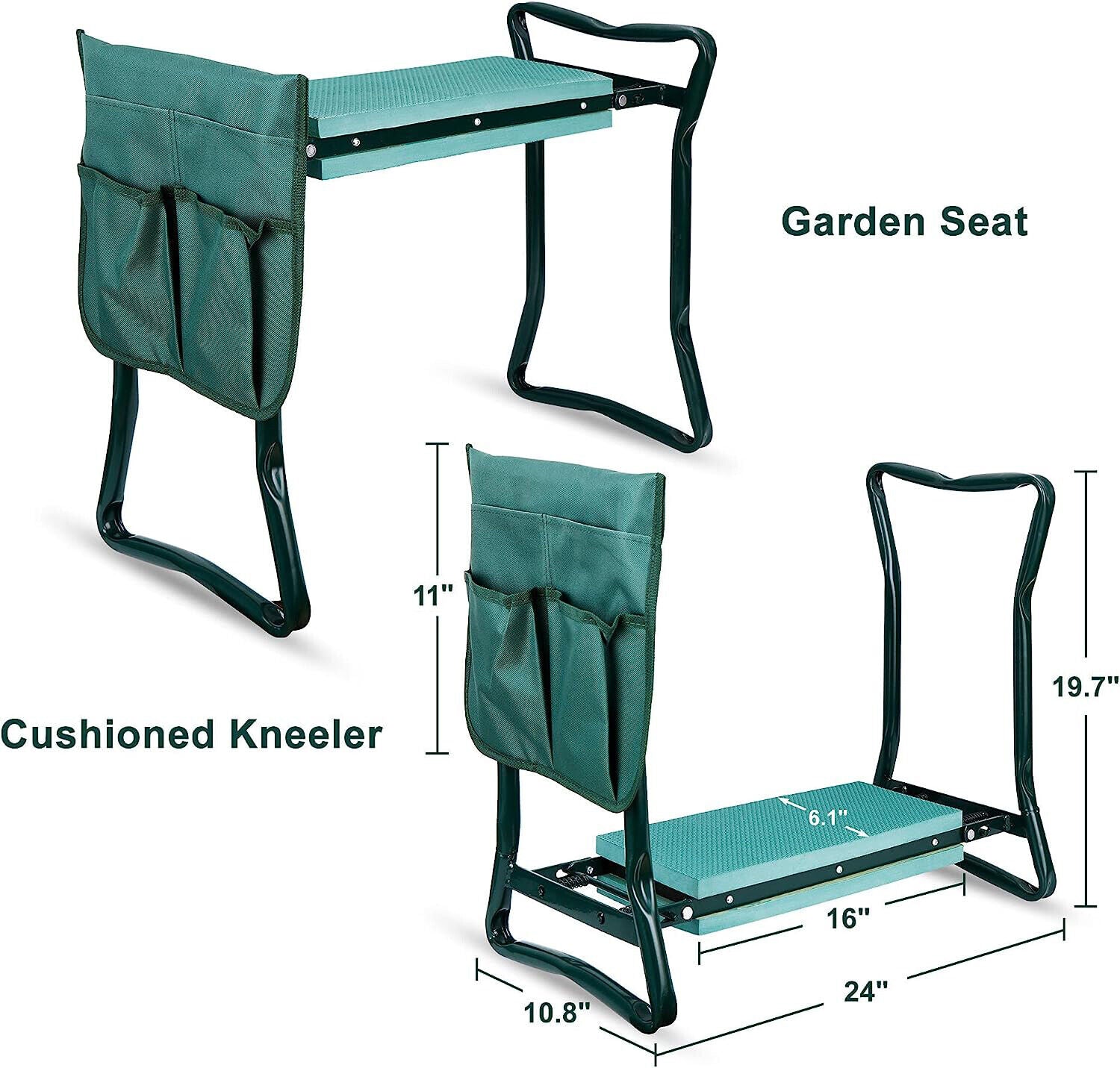 Folding Garden Kneeler Kneeling Bench Stool Soft Cushion Seat Pad & Tool Pouch