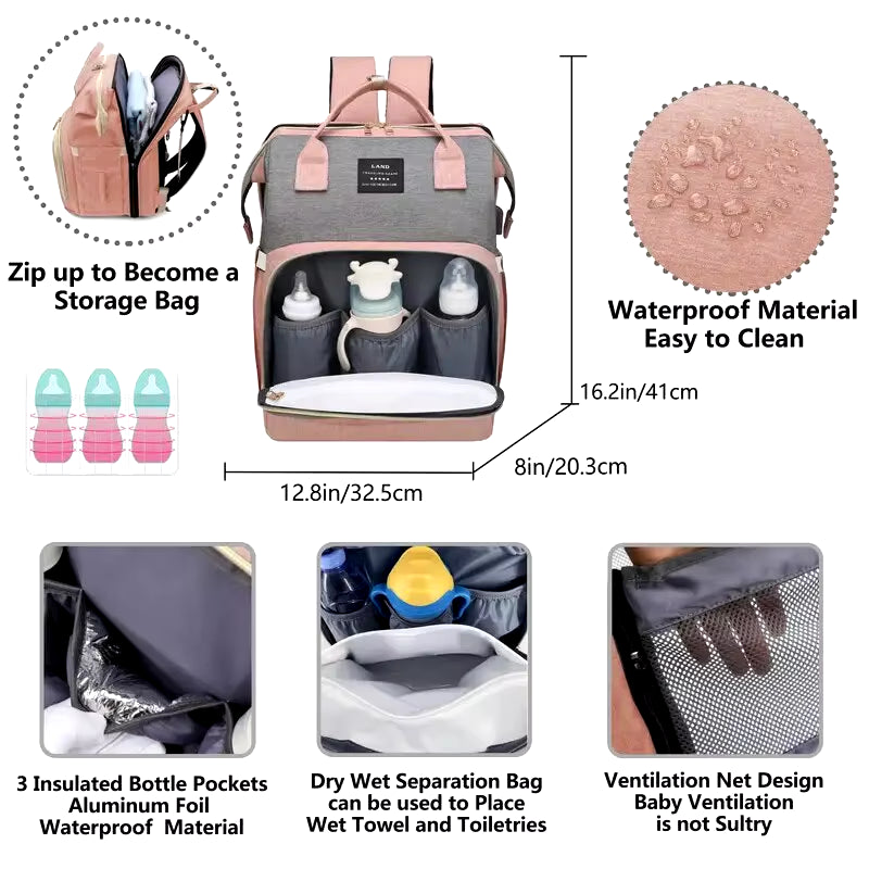 Mommy Diaper Bags Backpack Forstroller Waterproof Large Capacity Travel Crib Bed Cot for Baby Portable Baby Nappy Bags Foldable