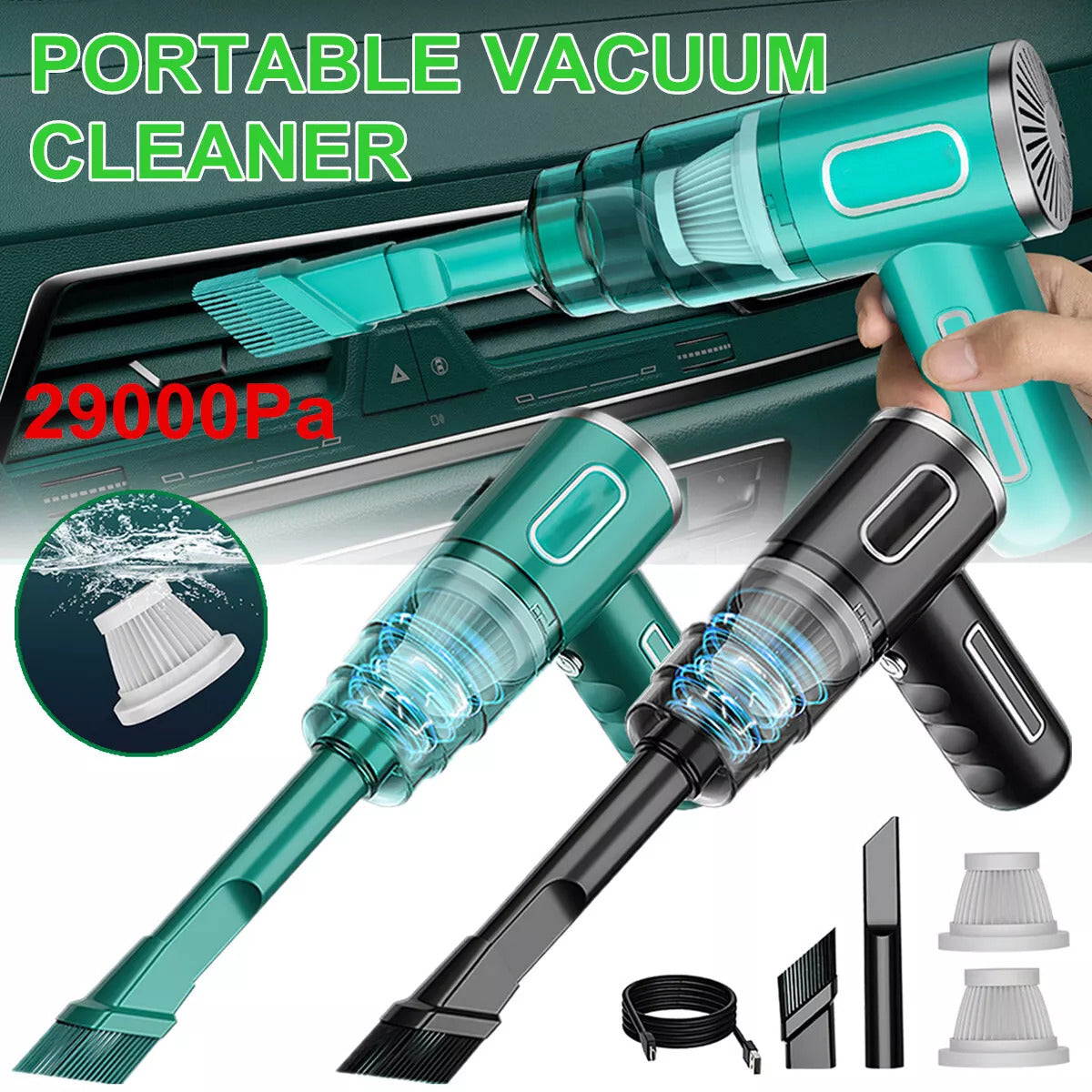 Cordless Hand-Held Vacuum Cleaner Mini Portable Car Auto Home Wireless Handheld Vacuum Cordless, Portable Car Vacuum Cleaner with Powerful Suction and Brushless Motor, Rechargeable