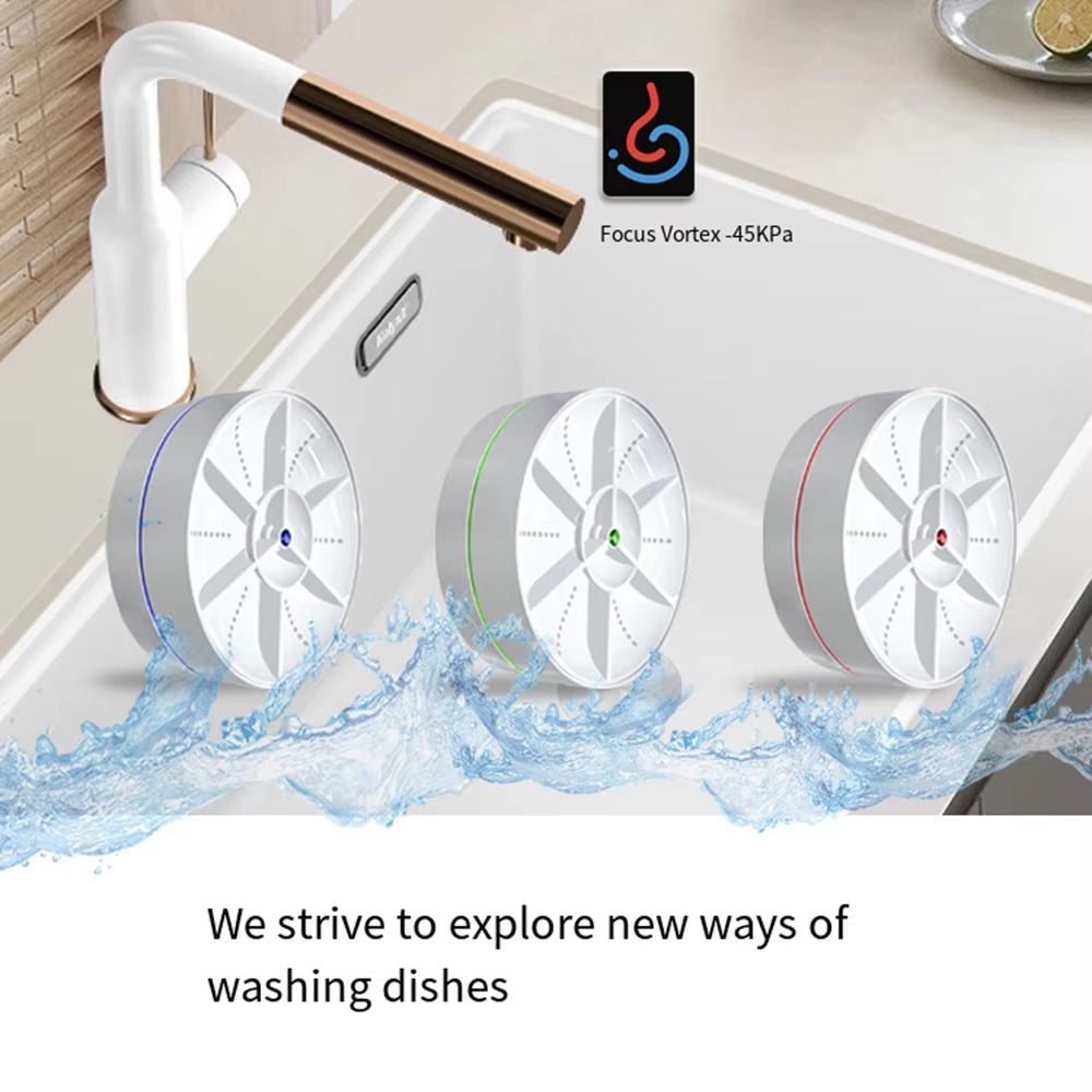 Ultrasonic Dish Washer Portable Mini Turbo Dishwasher, USB Chargeable Vegetable Washing Machine Household Sink Dishwasher Device