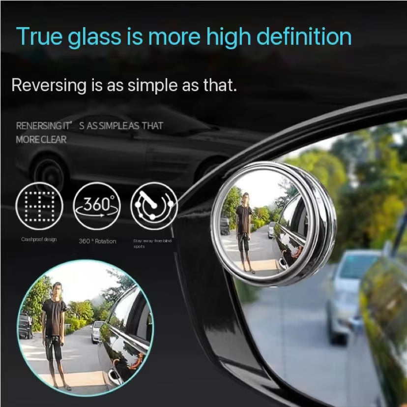 2Pcs 360 Degree Adjustable Blind Spot Mirror Car Auxiliary Rearview Convex Mirror round Frame Wide Angle Mirrors for Car Reverse