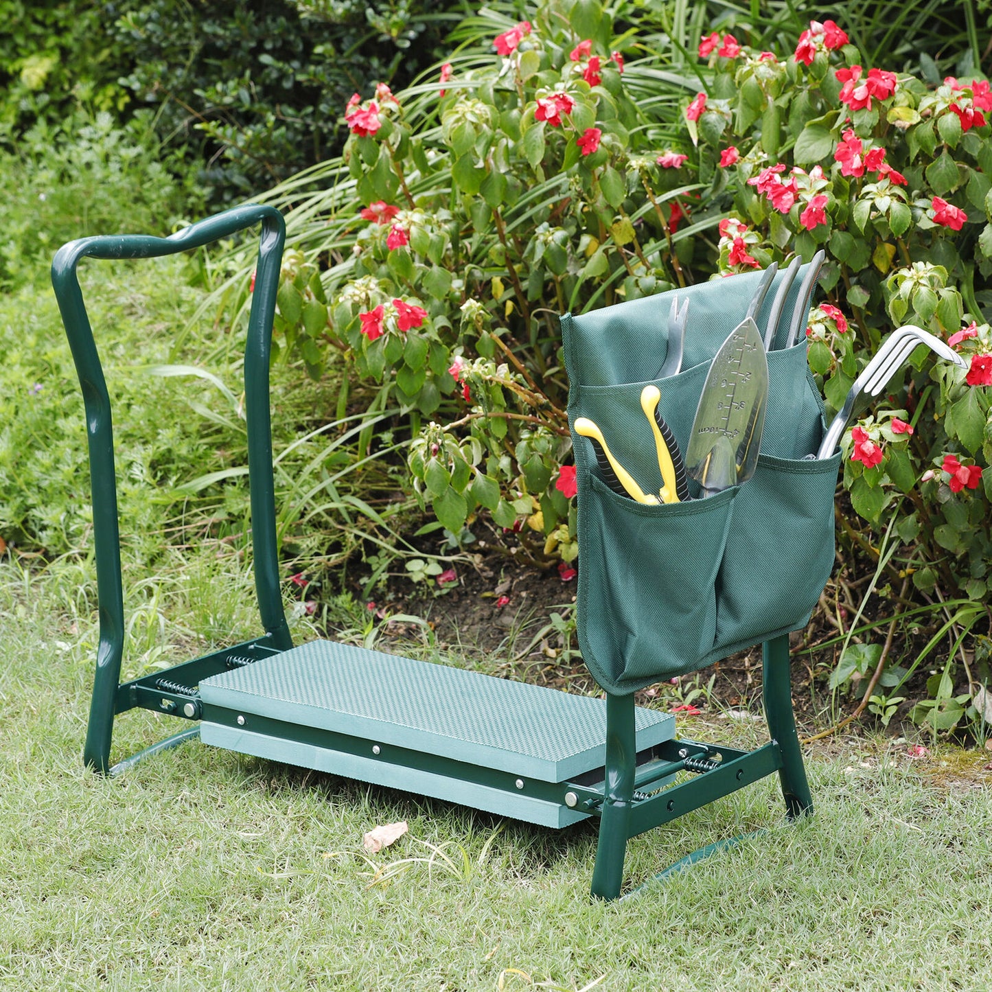 Folding Garden Kneeler Kneeling Bench Stool Soft Cushion Seat Pad & Tool Pouch